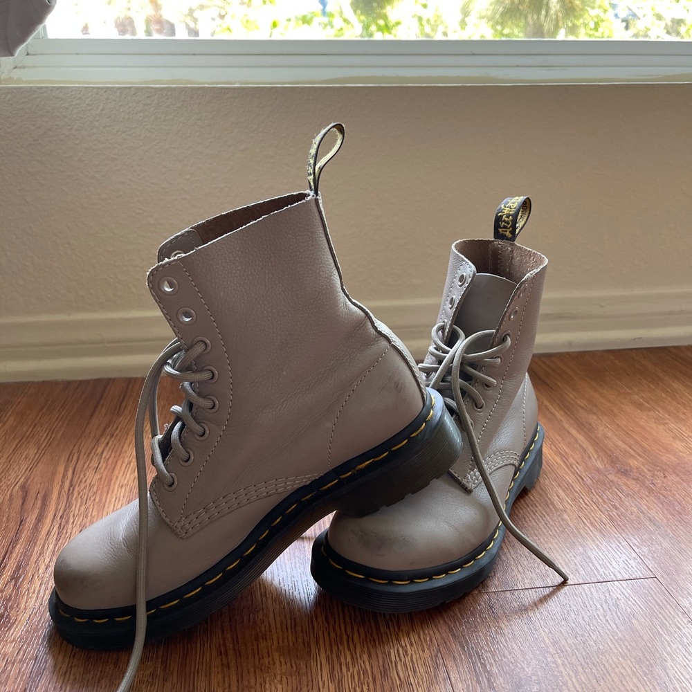 Soft leather beige doc martens